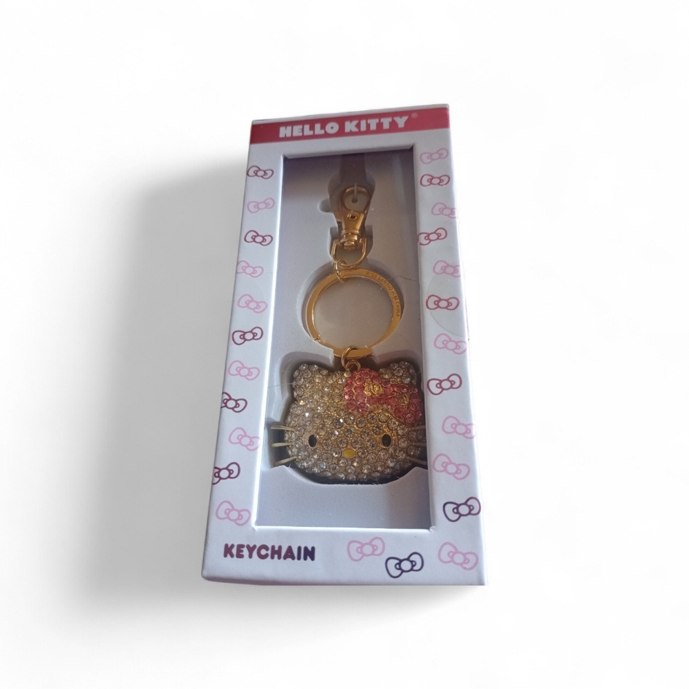Hello Kitty Sparkling Gold and Pink Keychain Or Bag Charm, NWT